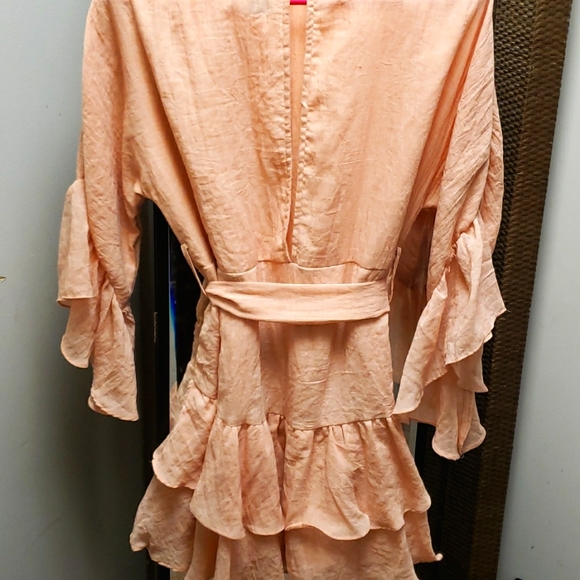 Princess Polly Peach Ruffled Tiered Boho Mini Dress Size 4 - Picture 6 of 7